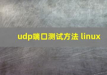 udp端口测试方法 linux